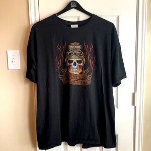 Harley Davidson tee “Oil City” back and skull front 4XL black short sleeved
